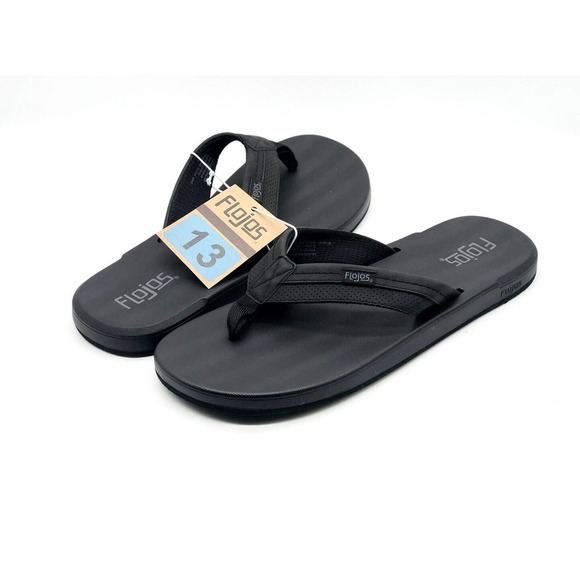 Flojo Flip Flops Men Size 13 Sandals Thong Black Shoes - Picture 2 of 6